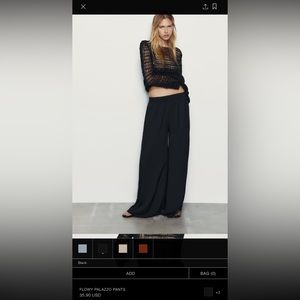 Zara Flowy Palazzo Pants L Black